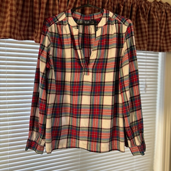 Gap Flannel Peasant Top - Picture 1 of 1